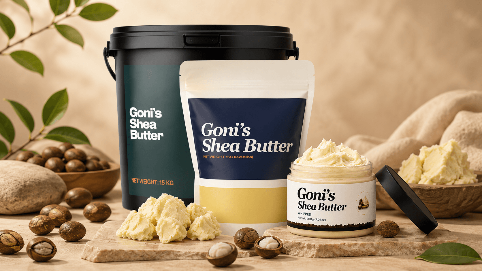 Goni's Shea Butter Products — Premium unrefined shea butter in various sizes