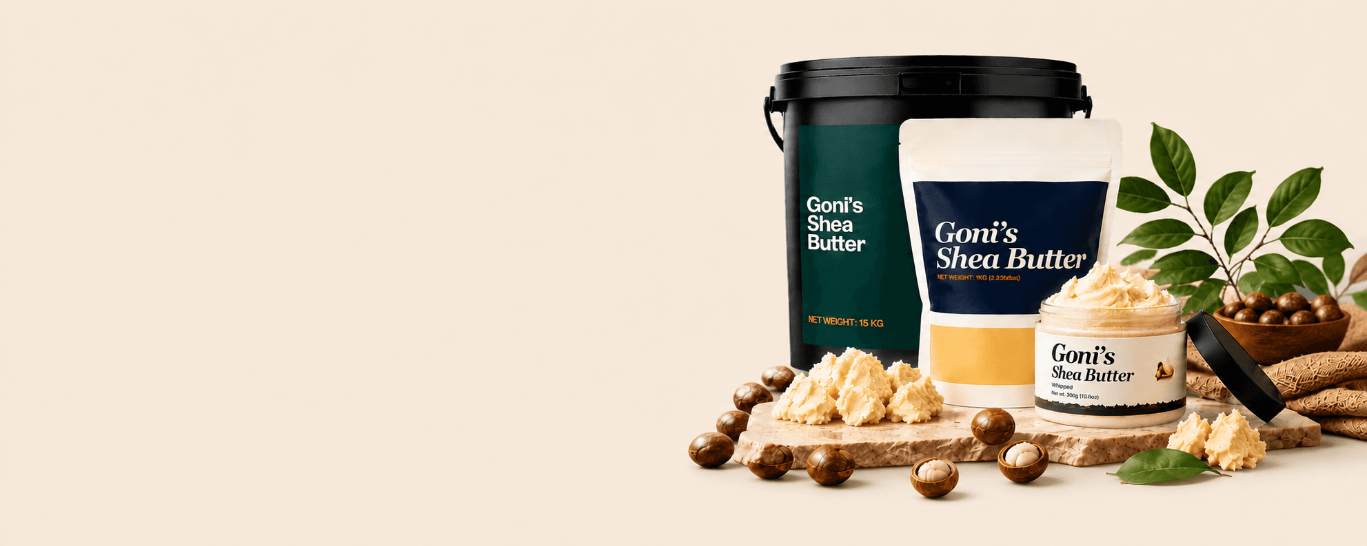Contact Us Banner — Goni's Shea Butter products display
